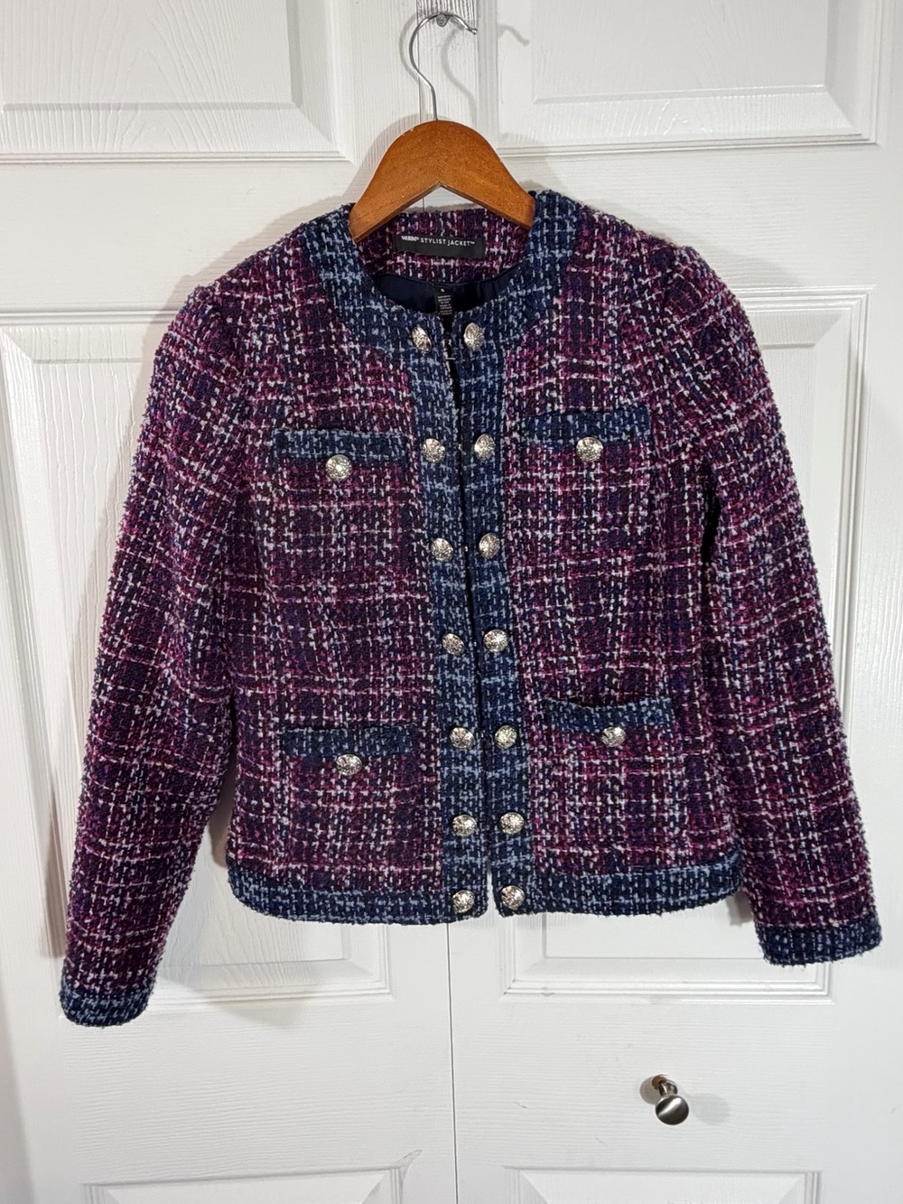 White House Black Market Tweed Stylist Jacket Hollyhock NWT Size 0 Tweed Blazer